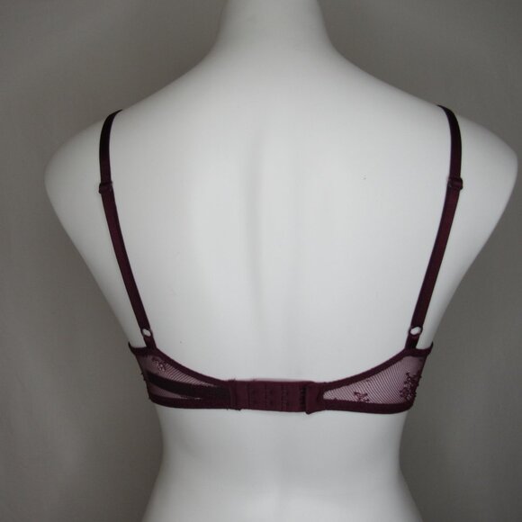 Victoria's Secret BOMBSHELL Burgundy Plunge Push Up Bra 32D - Picture 3 of 8